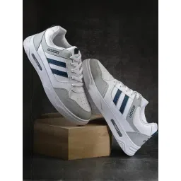 Asian Men's White & Navy Casual Sneakers