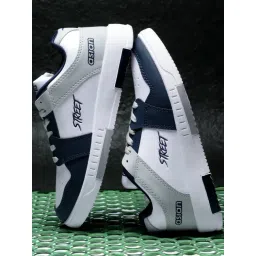 Asian Men's White & Navy Casual Sneakers