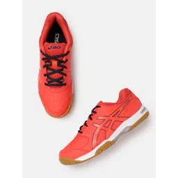 ASICS Men Woven Design Round-Toe Gel-Courtmov Tennis Shoes with Brand Logo Detail