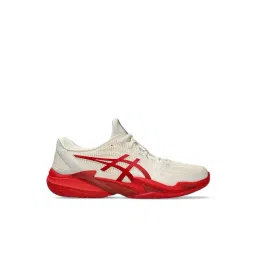 Asics Men's COURT FF 3 NOVAK Cream & Classic Red Tennis Shoes