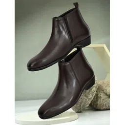 Asttelli Men’s Classic Brown Synthetic Leather Ankle-Length Chelsea Boots For Men