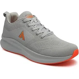 ATG-496 Ultra Comfort Breathable Cushioned Sports Lace-Up Running Shoes for Men (Light Grey Orange,7)