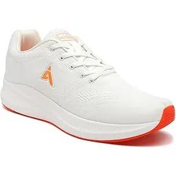 ATG-496 Ultra Comfort Breathable Cushioned Sports Lace-Up Running Shoes for Men (White Orange,9)