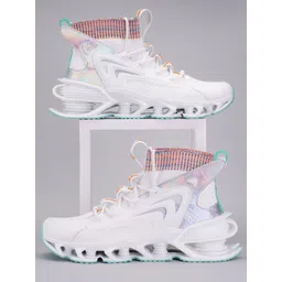 Atom Men Woven Design Mid Top Mesh Sneakers