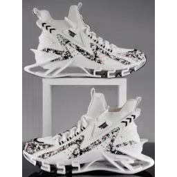 Atom Men's Multi Print White Running Shoes