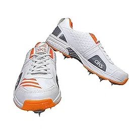 Australia Cricket Spikes With Nails White/Orange Size 6 With Wrist Band Cotton 3" Black
