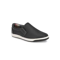 Azzaro Black Men Black Perforations Slip-On Sneakers