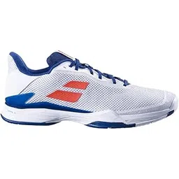 Babolat Men's Jet Tere All Court Tennis Shoes, White/Estate Blue (Men's US Size 8.5)