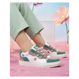 Bacca Bucci Blossom-Fresh Bloom Leather Green Sneakers for Women