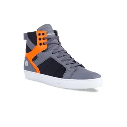 bacca bucci Men Grey Colourblocked High-Top Sneakers