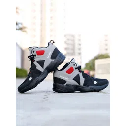 bacca bucci Men Grey Mesh High-Top Training or Gym Shoes