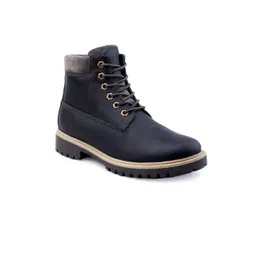 bacca bucci Men Textured Block-Heeled Genuine Leather Hiking Boots