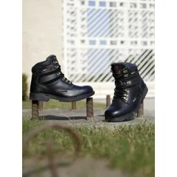 Bacca Bucci Men's 6 Inches Steel Toe Cap Black Snow Boots