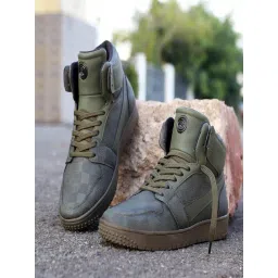 Bacca Bucci Men's SAMURAI Olive Ankle High Sneakers