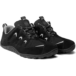 BAER Gym Barefoot Shoes for Men & Women – Zero Drop, Wide Toe Box, Minimalist Shoes for Gym & Daily Workouts, Running, Walking & Active Lifestyle – Black Grey, Size(7-12)