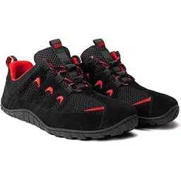 BAER Gym Barefoot Shoes for Men & Women – Zero Drop, Wide Toe Box, Minimalist Shoes for Gym & Daily Workouts, Running, Walking & Active Lifestyle – Black Red, Size(7-12)