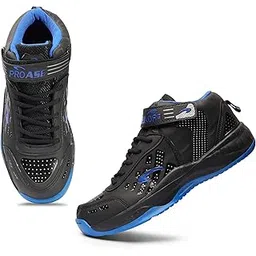 Basket Ball Shoes for Men with Natural Rubber Sole- Basketball All Court High Top Velcro Shoes for Boys & Men