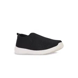 Bata Men Black Textured Patent Leather Slip-On Sneakers