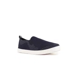 Bata Women Blue Woven Design PU Slip-On Sneakers