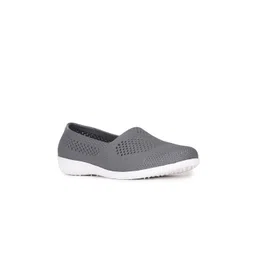 Bata Women Grey Ballerinas with Laser Cuts Flats