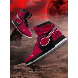 Bewakoof Men Naruto Merchandise Akatsuki Colourblocked High-Top Sneakers