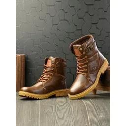 Big Fox Men Brown Solid Regular Boots