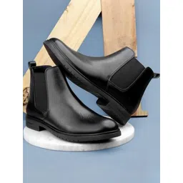 Big Liner Men Black Mid-Top Chelsea Boots