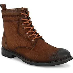 Biker Chain Boots for Men's with Round Toe TPR Sole| Synthetic Suede Zip Casual Winter Boots Slip On Shoes| Outdoor Fashion Shoes for Office, Party, Trekking