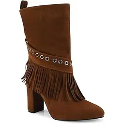 Black Fringe High Heel Boots