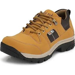 Black Leatherette Tough Heavy Duty Ankle Length Casual Boots For Men (BUN724-MC)