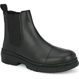 Black Men Vegan Leather Chelsea boots-613-6
