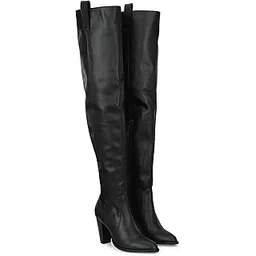 Black Women mid Heel Over Knee Boots