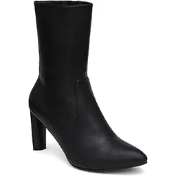 Block Heels Calf Length Boots for Women