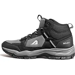 Boldfit Trekking Shoes for Men Hiking Shoes for Men for Outdoor High Neck Shoes for Men Anti Skid Boot Shoes for Men for Hiking, Trekking Shoes Men Water Repellent Tracking Shoes for Men -BlackGrey 10