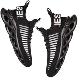 Boys' & Men's Printed Black Textured Sneakers