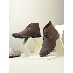 Brown Lace-Up Ankle Boots for Men | Smart Casual | Lightweight & Stylish Boots For Men