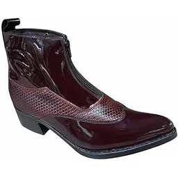 Brown Patent Leather Boots for Men (sb-1037-brown-6-$P)