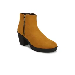 Bruno Manetti Woman Camel Brown Suede Block Heeled Boots