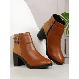 Bruno Manetti Women Mid-Top Buckle-Detail Zip-Closure Monk Straps Boots