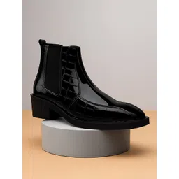 Bxxy Height Increasing Textured Block Heel Chelsea Boots
