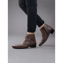 Bxxy Men 2 Inch Heel Height Increasing Formal Slip-on Zipper Buckle Boots