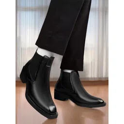 Bxxy Men 2 Inch Height Increasing High Heel Ankle Chelsea Boots
