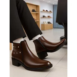 Bxxy Men 2 Inch Height Increasing High Heel Ankle Chelsea Boots