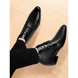 Bxxy Men 9 Cm Elevator Hidden Height Increasing Faux Leather Formal Derby Lace-up Boot.