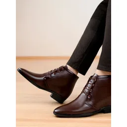 Bxxy Men 9 Cm Elevator Hidden Height Increasing Faux Leather Formal Derby Lace-up Boot.
