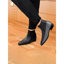 Bxxy Men 9 Cm Hidden Height Casual Block-Heeled Chelsea Boots