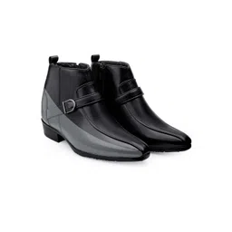 Bxxy Men 9 Cm Hidden Height Increasing Block-Heeled Buckle And Zip Party Boot