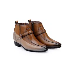 Bxxy Men 9 Cm Hidden Height Increasing Block-Heeled Buckle And Zip Party Boot