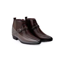 Bxxy Men 9 Cm Hidden Height Increasing Block-Heeled Buckle And Zip Party Boot