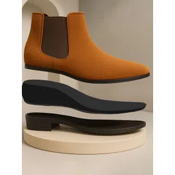 Bxxy Men 9 Cm Hidden Height Increasing Casual Block-Heel Chelsea Boot